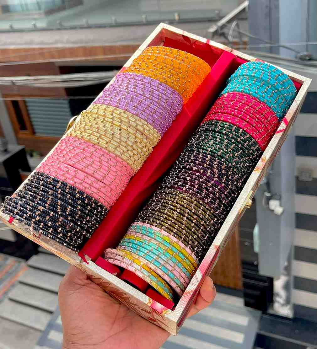 Beautiful Premium Quality Colourful Glass Bangles Box Of 11 Dozens…. Both K Sath Ayga…. Size 2/4 2/6